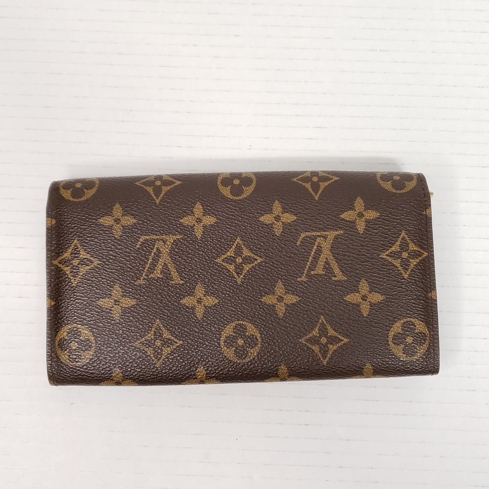 Authentic Louis Vuitton Monogram Sarah Wallet Brown Canvas Long Wallet - Picture 3 of 13